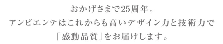 おかげさまで23周年。アンビエンテはこれからも高いデザイン力と技術力で「感動品質」をお届けします。